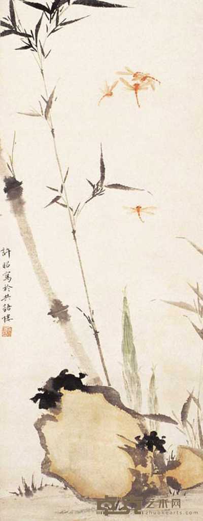 许徵白 花虫 立轴 78×31cm